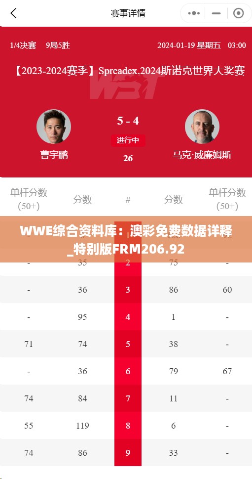 WWE综合资料库：澳彩免费数据详释_特别版FRM206.92