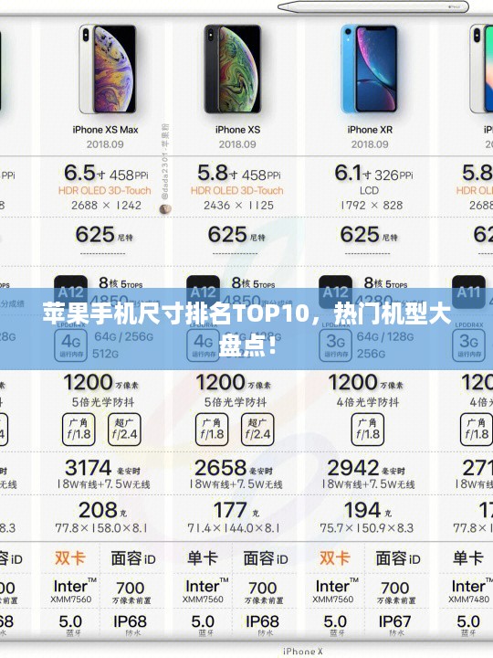 苹果手机尺寸排名TOP10，热门机型大盘点！